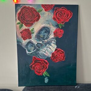 Skull and Roses Canvas Art